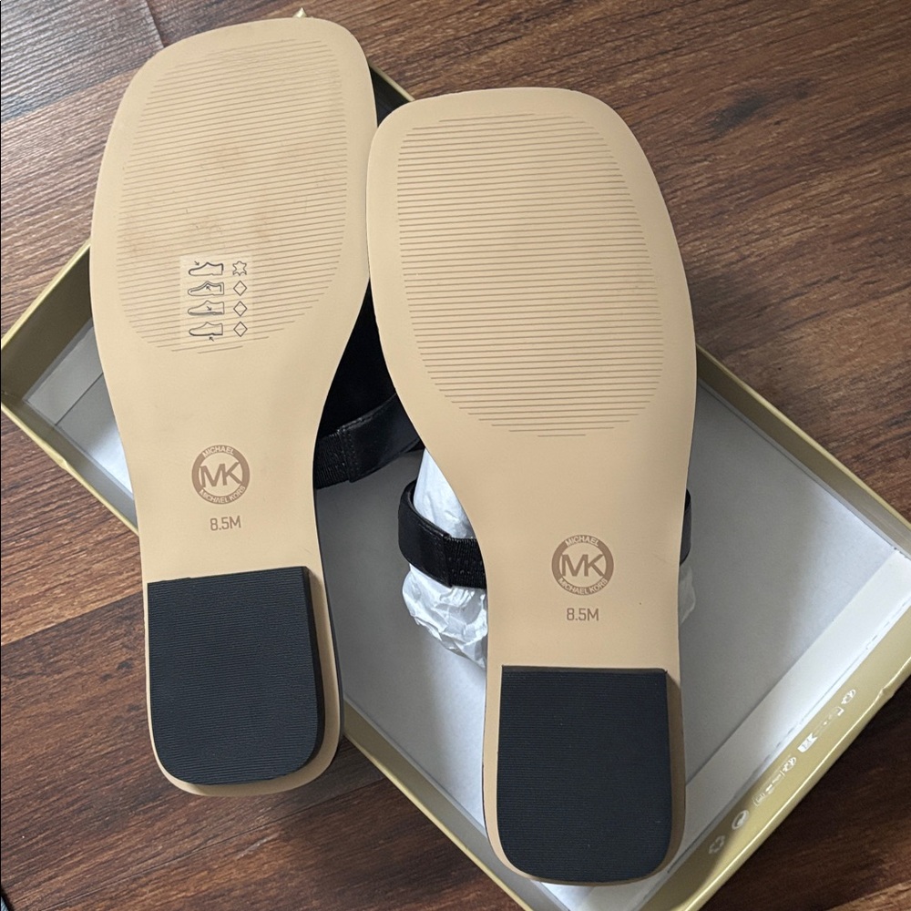 Michael Kors Black Leather Sandals - Picture 2 of 2